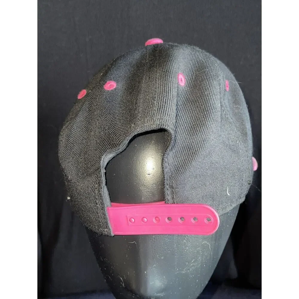 Steadfast Brand Black With Pink Embroidered Graphic SnapBack One Size Cap Hat